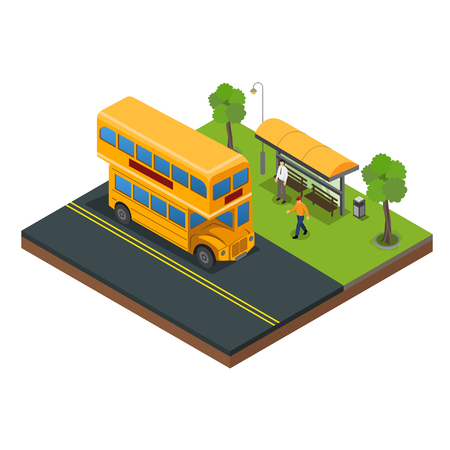 Bus stop for passengers to board vector illustrationのイラスト素材
