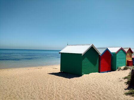 Beach Huts at Brighton Beach, Victoriaの写真素材