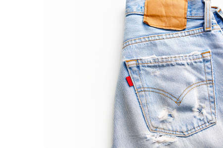 Blue Jeans background with blank space for textの写真素材