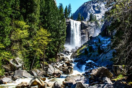 I am glad to take amazing shots at the amazing Yosemite National Park. Waterfall is the symbol of Yosemite.の写真素材