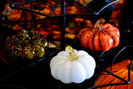 Different Colors Pumpkin Statue for Halloweenの写真素材