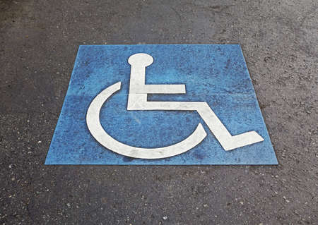 international symbol of handicapped marking parking spaceの写真素材