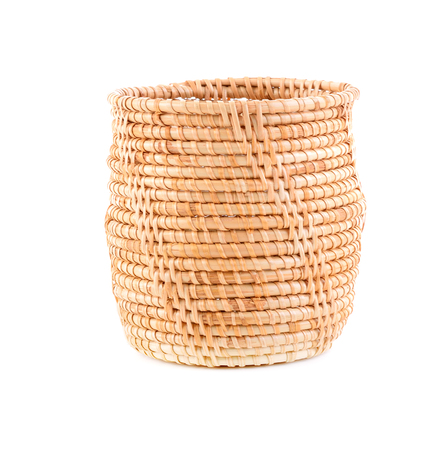 woden basket on white backgroundの写真素材