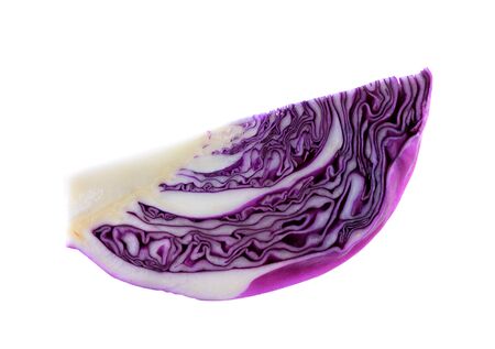 Purple cabbage slices on white backgroundの写真素材