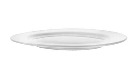 Empty white plate isolated on a white backgroundの写真素材