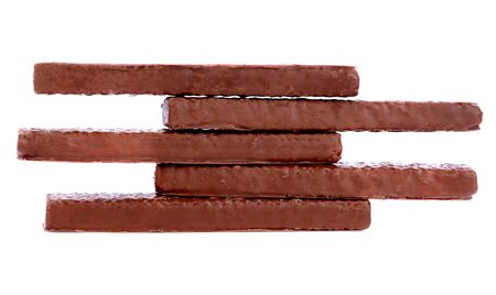 wafers in chocolate isolated on a white backgroundの写真素材