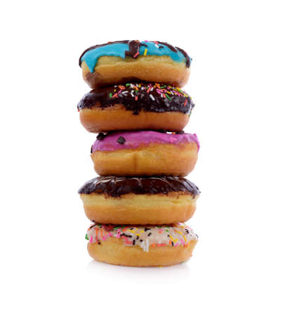 chocolate donut isolated on white backgroundの写真素材