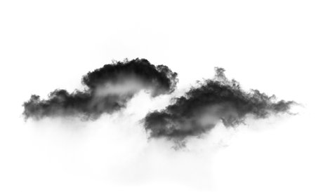 Black smoke on a white backgroundの写真素材