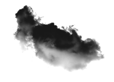Black smoke on a white backgroundの写真素材