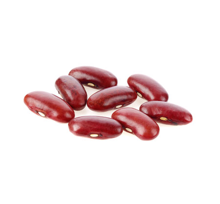 Close up Red beans in spoon isolated on white background