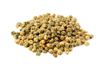 Dried chrysanthemu isolated on white backgroundの写真素材