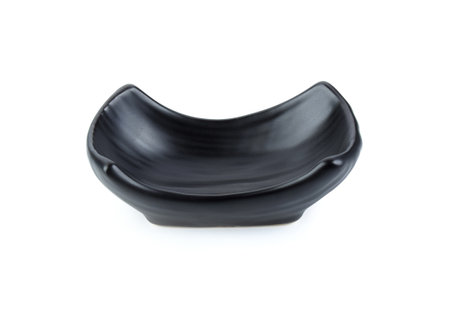 side view black bowl  isolated on white backgroundの写真素材