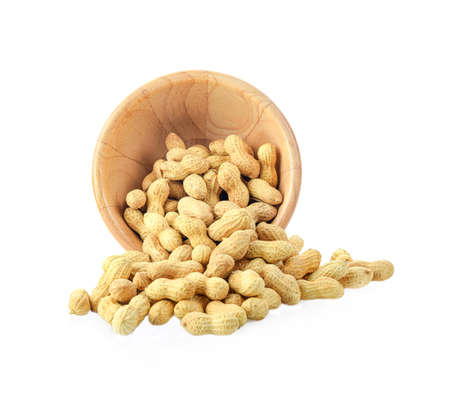 peanuts in cup isolated on white background