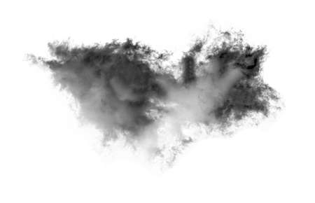 Black smoke isolated on a white backgroundの写真素材