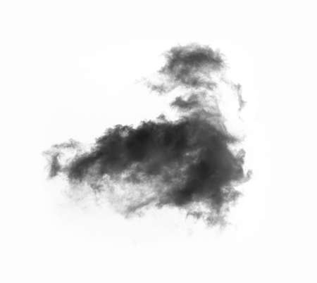 Black smoke isolated on a white backgroundの写真素材