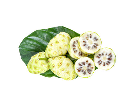 Exotie fruit, noni fruit on white backgroundの写真素材