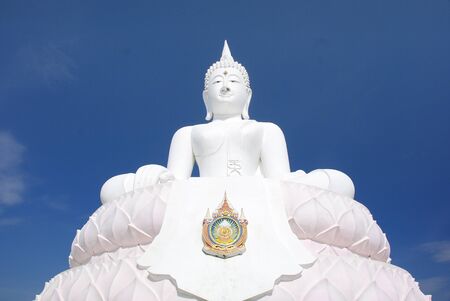 The white big Buddha statue in Thailandの写真素材