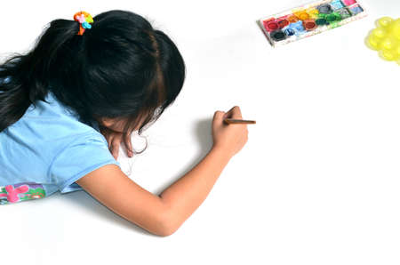 girl painting isolatedの写真素材