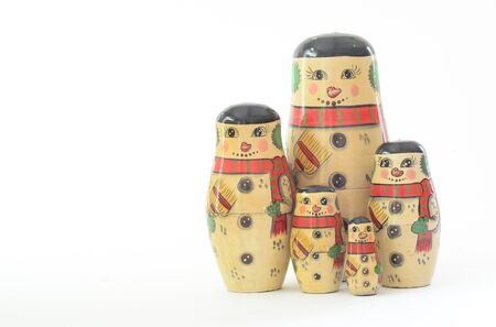 Russian Babushka nesting dolls, isolated on white.の写真素材
