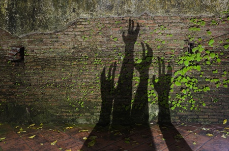 Old brick wall as texture background in Halloweenの写真素材