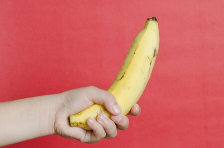 Hand hold banana  fruit の写真素材