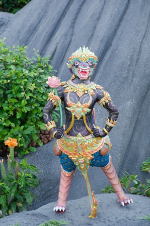 Thai Creatures statue from legend of Mysterious forest in Thai Royal Crematoriumの写真素材
