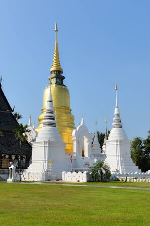 Golden Pagoda at Wat Suan-DokT, Chieng Mai Province, Thailandの写真素材