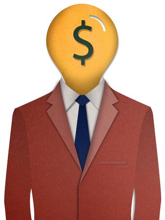 Paper cut Red business suit with a money headの写真素材