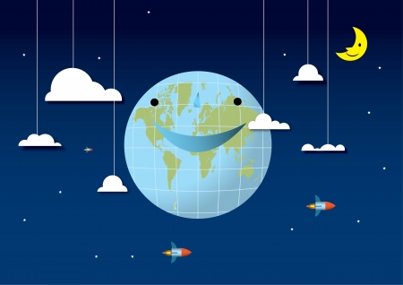 Happy Earth in Spaceのイラスト素材