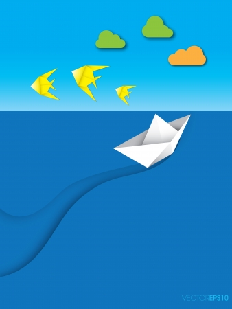 Origami fish, vectorのイラスト素材
