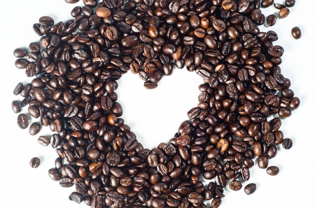 Coffee heart on white backgroundの写真素材