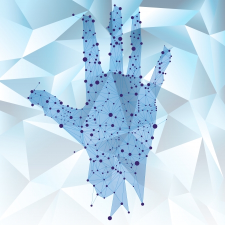 Hand line and  Dot on Abstract geometric backgroundのイラスト素材