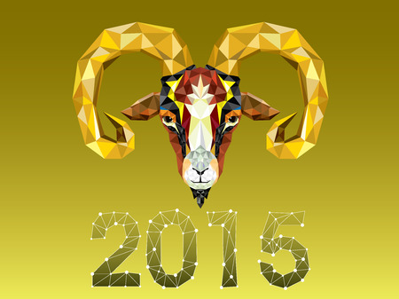 Geometric pattern goat. Vector illustration. Chinese astrological sign. New Year 2015.のイラスト素材