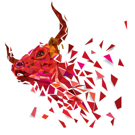 BULL low polygon Geometric vectorのイラスト素材