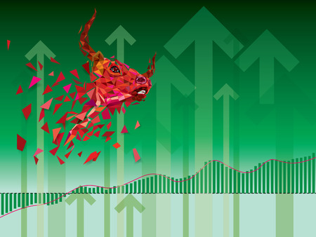 Bullish symbols on stock market vector illustration. vector Forex or commodity charts, on abstract background.のイラスト素材