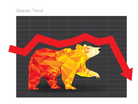 Bearish symbols on stock market vector illustration. vector Forex or commodity charts, on abstract background. The symbol of the the Bear. The stock market down turnのイラスト素材