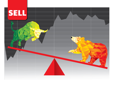Bull and Bear abstract vector illustration. graphic design concept of stock market Bullish and Bearish trend.のイラスト素材