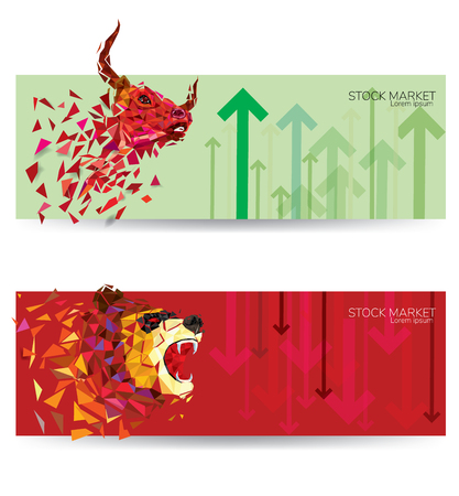 Bull and Bear abstract vector illustration. graphic design concept of stock market Bullish and Bearish trend.のイラスト素材