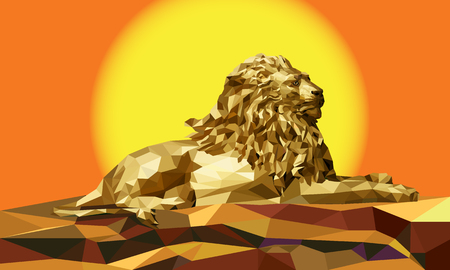 Low polygon Lion geometric patternのイラスト素材