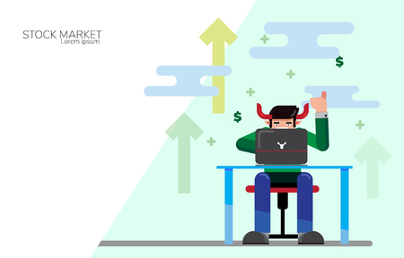 Bullish stock market concept Flat icon style.のイラスト素材