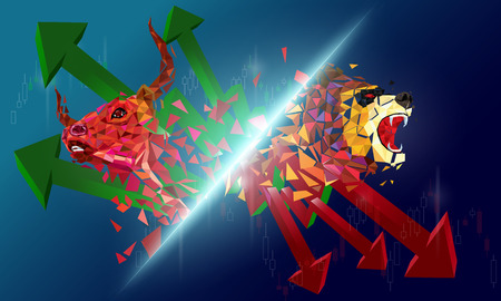 Bull and Bear abstract vector illustration. graphic design concept of stock market Bullish and...