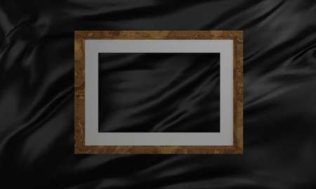 Smooth elegant Black silk background. With Wood Frame