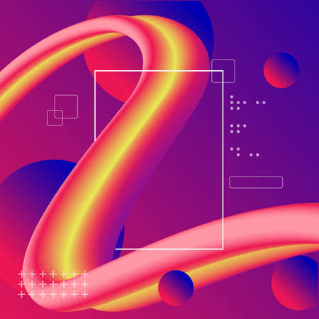 Colorful Abstract fluid wave. Modern poster with gradient 3d flow shape. Innovation background designのイラスト素材