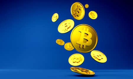 Crypto currency, Bitcoin Crypto on Mobile.Bitcoin currency.3D Rendering.