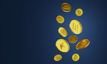 Crypto currency, Bitcoin Crypto on Mobile.Bitcoin currency.3D Rendering.