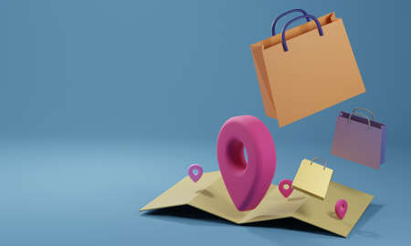 Shopping Online on Mobile Application Concept Marketing and Digital . 3D rendering