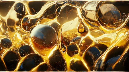 Luxurious abstract painting fluid art . A mixture of colors, waves and golden curls. For posters, other printed materials. 3d renderの素材
