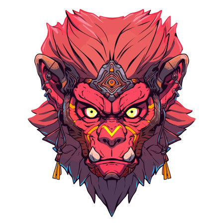Mask of Hanuman monkey god of hindu logoのイラスト素材