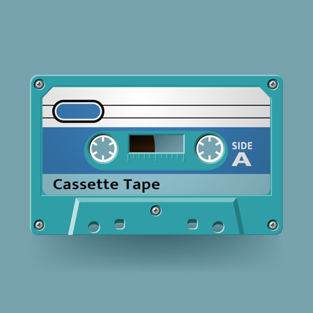 Cassette tape isolated on blue background.のイラスト素材