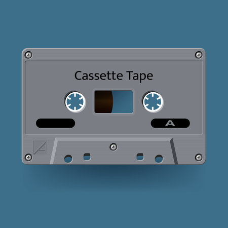 Cassette tape isolated on blue background.のイラスト素材
